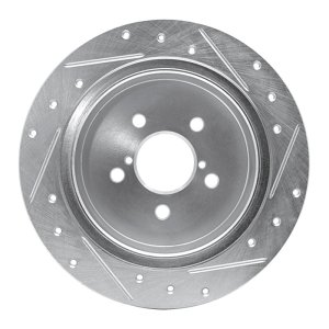 Subaru Outback Brake Rotor (1) - Rear Left - R1 Concepts - Drilled & Slotted - Silver - `05-`09